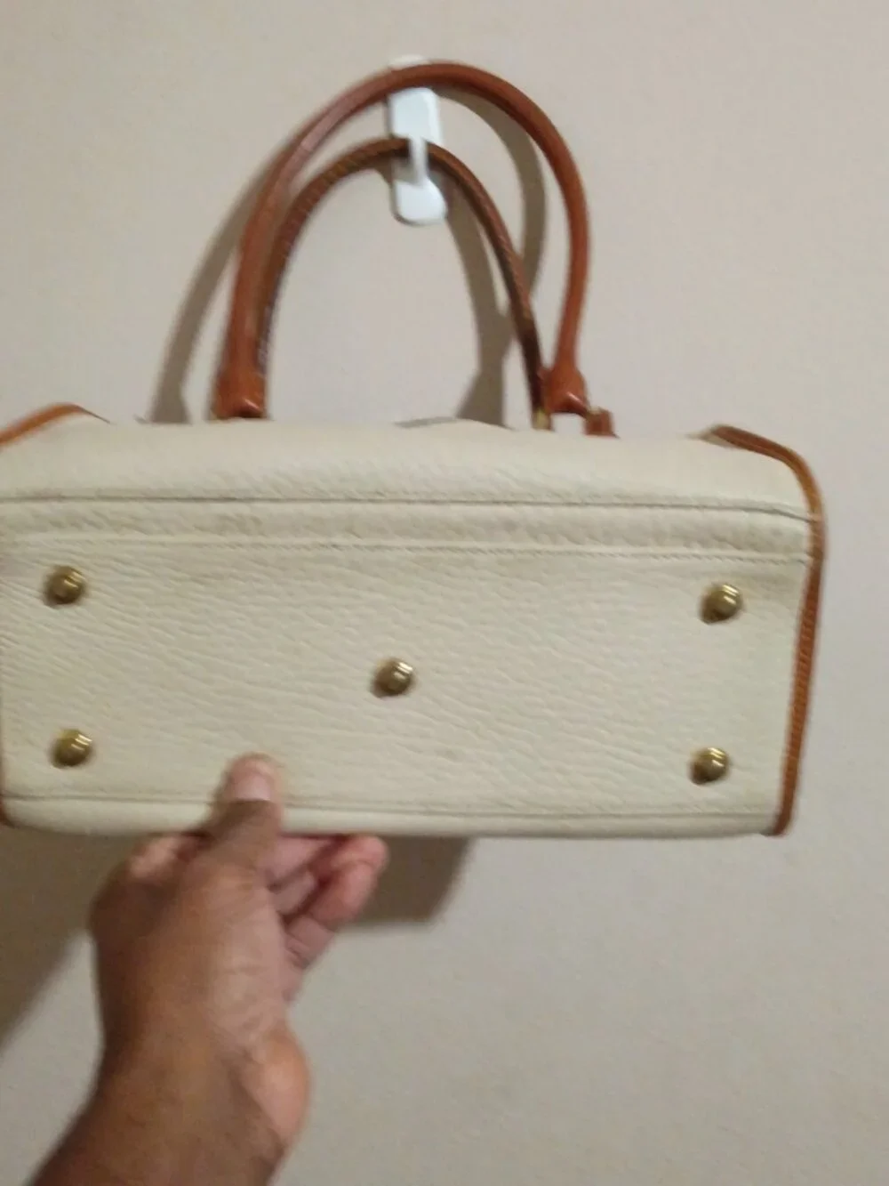 Dooney & Bourke Ivory Brown Leather Satchel Original Vintage Bag
